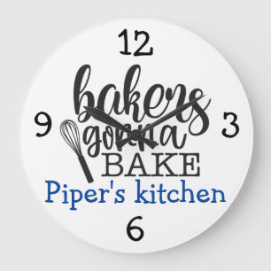 Customizable Kitchen Bakers gonna Bake Große Wanduhr