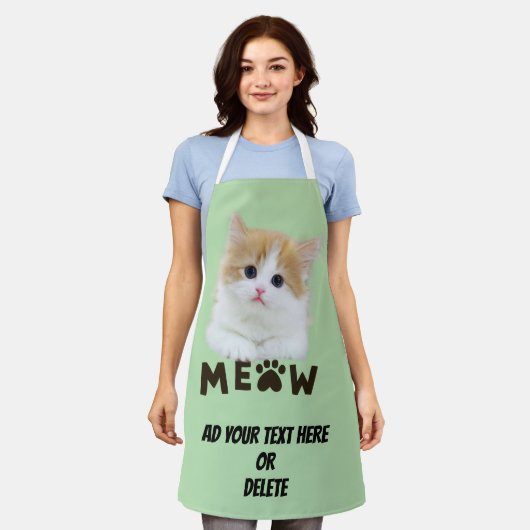 Customizable Kitten Meow All Over Print Apron Schürze (Getragen)