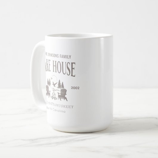 Customizable Lake House House Warming Gift 15oz Kaffeetasse (Vorderseite Links)