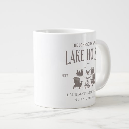 Customizable Lake House House Warming Gift Jumbo-Tasse (Vorderseite Rechts)