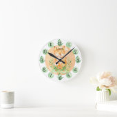 Customizable Leaf Baby Fox Nursery Clock Medium Runde Wanduhr (Zuhause)