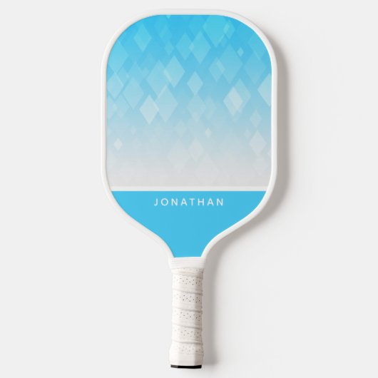 Customizable Light Blue Diamond Pattern Pickleball Schläger (Rückseite)