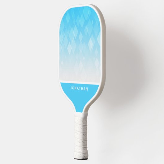 Customizable Light Blue Diamond Pattern Pickleball Schläger (Links)