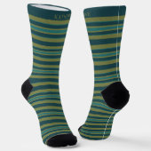 Customizable Light Dark Yellow Green Stripes  Socken (Gewinkelt)