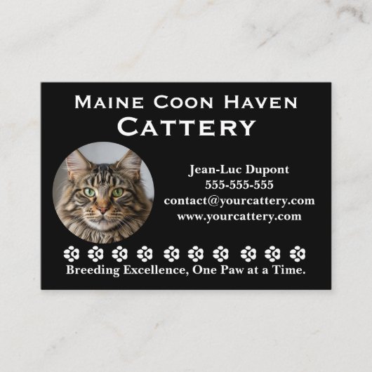 Customizable Maine Coon Cattery Business Card Visitenkarte (Vorderseite)