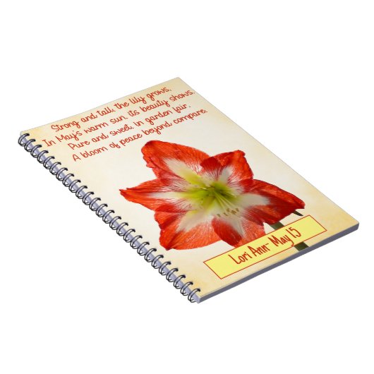 Customizable May Birth Blume Notebook - Lily Notizblock (Rechte Seite)