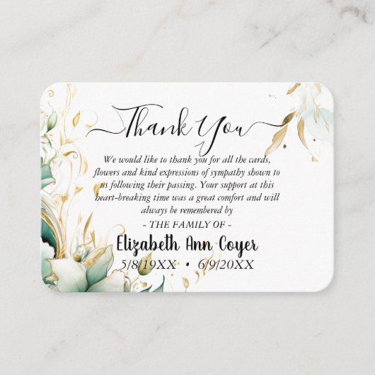 Customizable Memorial Thank You Card  Begleitkarte (Vorderseite)