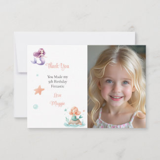 Customizable Mermaid Birthday Photo Dankeskarte