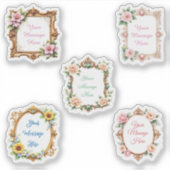 Customizable Message in Floral Frame Stickers Aufkleber (Vorderseite)