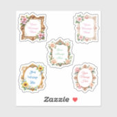 Customizable Message in Floral Frame Stickers Aufkleber (Blatt)