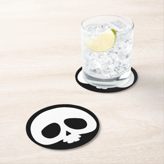 Customizable Mini Skull Runder Pappuntersetzer (Vor Ort)