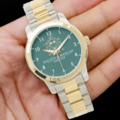 Customizable monogram green newlyweds or couples armbanduhr