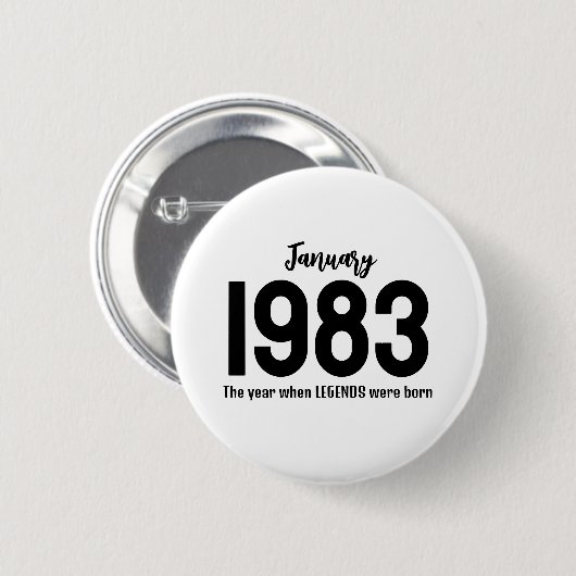 Customizable month year text legend gift button (Vorne & Hinten)