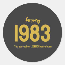 Customizable month year text legend gift runder aufkleber