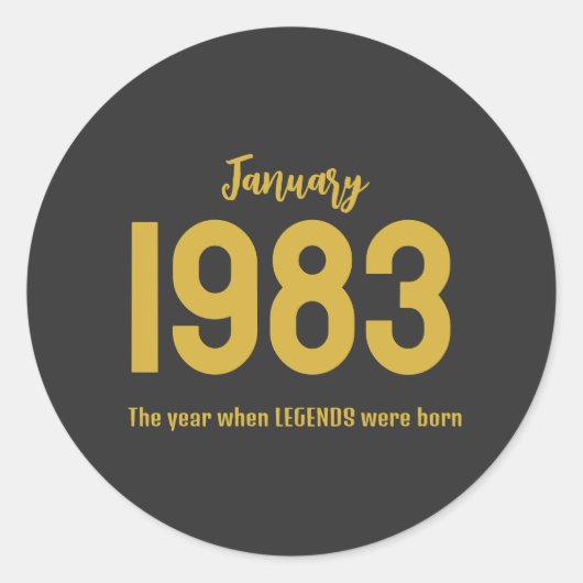 Customizable month year text legend gift runder aufkleber (Vorderseite)
