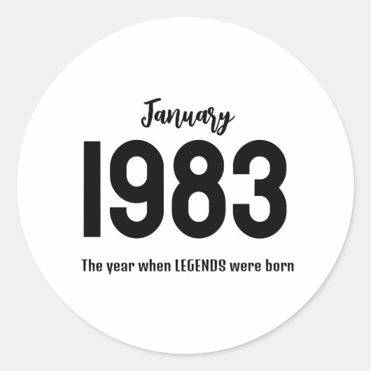 Customizable month year text legend gift runder aufkleber (Vorderseite)