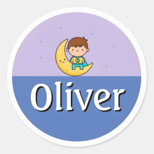 Customizable Moon & Stars Dreamy Kids Name Sticker (Vorderseite)