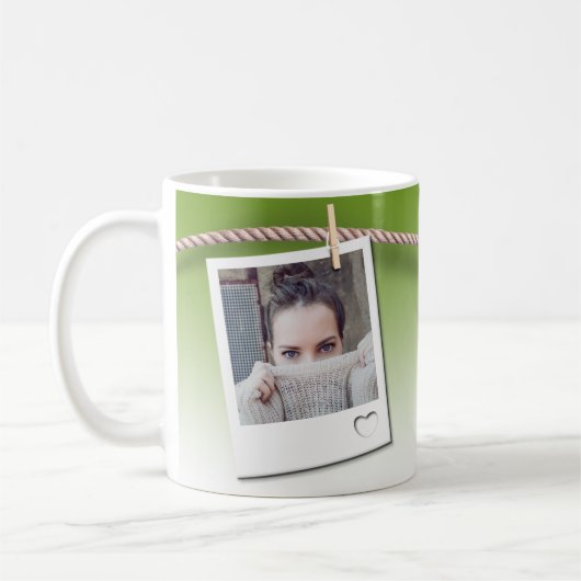Customizable mug, photo frame, green background kaffeetasse (Links)