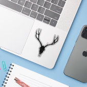 Customizable Mule Deer Skull Aufkleber (Laptop mit iPhone)