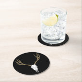 Customizable Mule Deer Skull Runder Pappuntersetzer (Vor Ort)