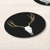 Customizable Mule Deer Skull Runder Pappuntersetzer (Angewinkelt)