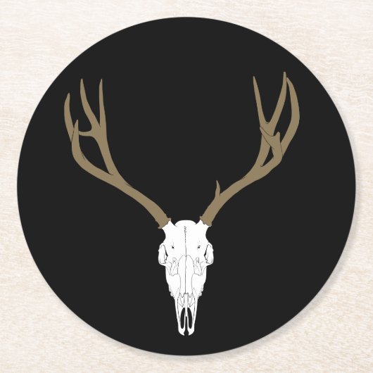Customizable Mule Deer Skull Runder Pappuntersetzer (Vorderseite)