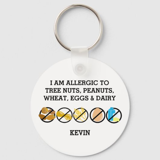 Customizable Multiple Food Allergy Alert Kids Schlüsselanhänger (Vorderseite)