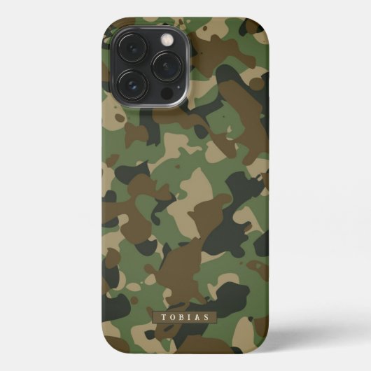Customizable Name Camouflage Military Kaki Brown iPhone Hülle (Rückseite)