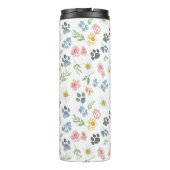 Customizable Name Floral Paw Print Thermal Tumbler Thermosbecher (Rückseite)