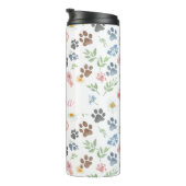 Customizable Name Floral Paw Print Thermal Tumbler Thermosbecher (Nach rechts gedreht)