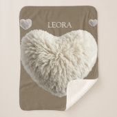 Customizable Name Fluffy Heart Blanket Sherpadecke (Vorderseite)