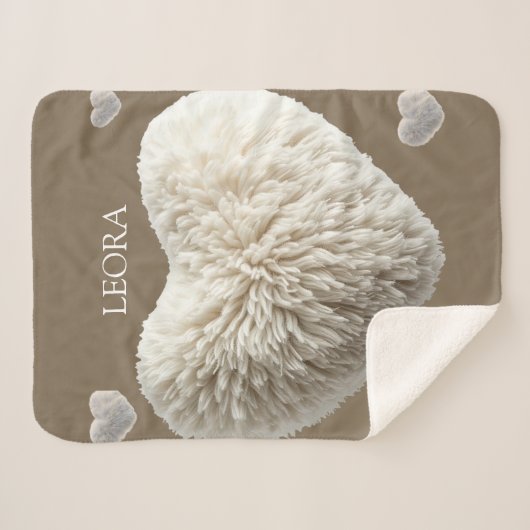 Customizable Name Fluffy Heart Blanket Sherpadecke (Vorderseite (Horizontal))