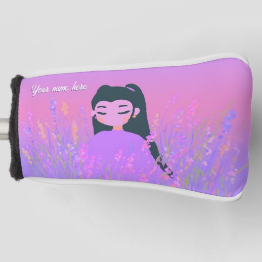 Customizable Name Golf Girl Lavender Daydream Golf Headcover (Vorderseite)