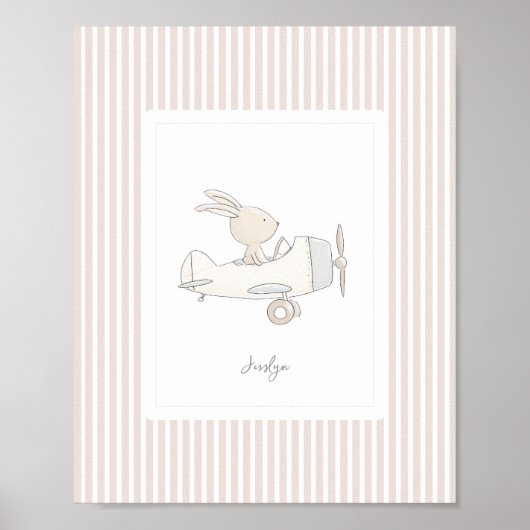 Customizable Name Nursery Poster - Cute Bunny  (Vorne)