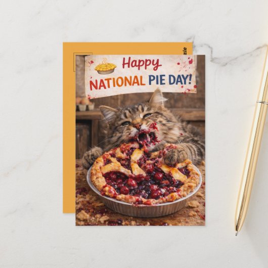 Customizable National Pie Day Postcard Postkarte (Vorderseite/Rückseite Beispiel)