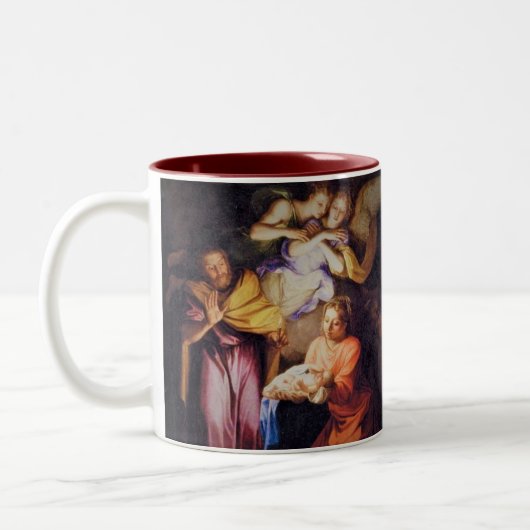 Customizable Nativity Prayer Mug Zweifarbige Tasse (Links)