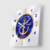 Customizable Nautical Wedding Gifts Anchor Quadratische Wanduhr (Winkel)