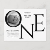Customizable ONE First Birthday Photo Einladungspostkarte (Vorderseite)