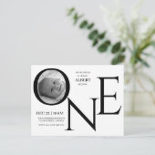 Customizable ONE First Birthday Photo Einladungspostkarte (Stehend Vorderseite)