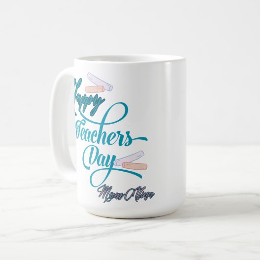 Customizable Pastel Blue Happy Teachers Day Kaffeetasse (Vorderseite Links)