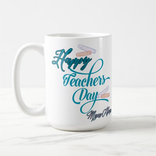 Customizable Pastel Blue Happy Teachers Day Kaffeetasse (Links)