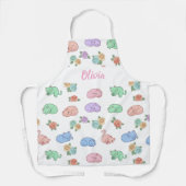 Customizable Pastel Cat and Rose Pattern Apron Schürze (Vorderseite)