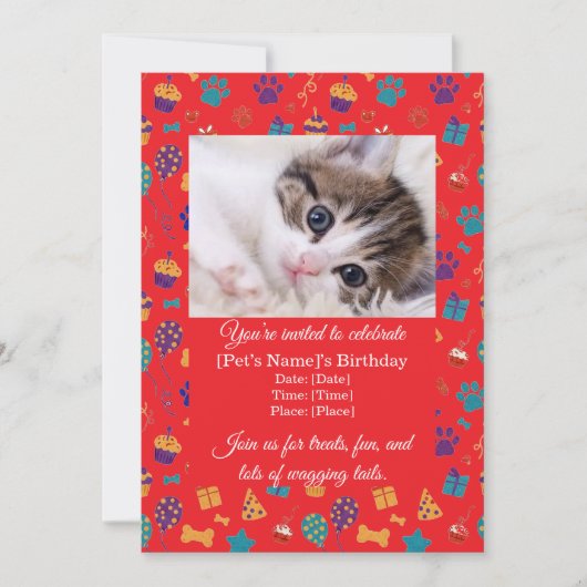 Customizable Pet Birthday Party Invitation Einladung (Vorderseite)