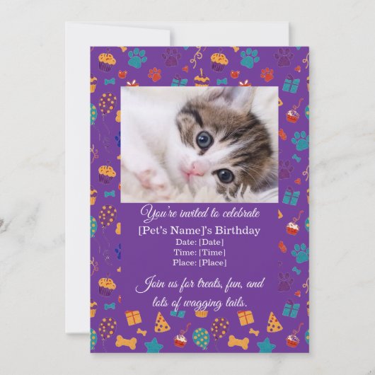 Customizable Pet Birthday Party Invitation Einladung (Vorderseite)