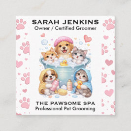 Customizable Pet Grooming Business Card  Quadratische Visitenkarte