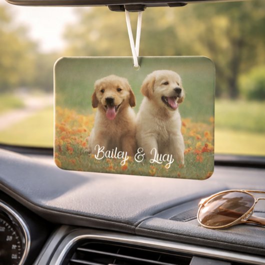 Customizable Pet Photo With Customizable Name Text Autolufterfrischer