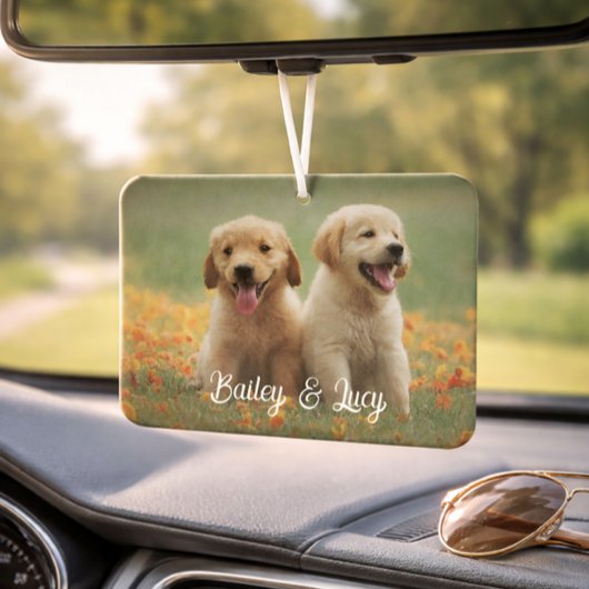 Customizable Pet Photo With Customizable Name Text Autolufterfrischer