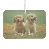 Customizable Pet Photo With Customizable Name Text Autolufterfrischer (Vorderseite)