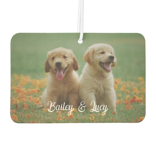 Customizable Pet Photo With Customizable Name Text Autolufterfrischer (Rückseite)