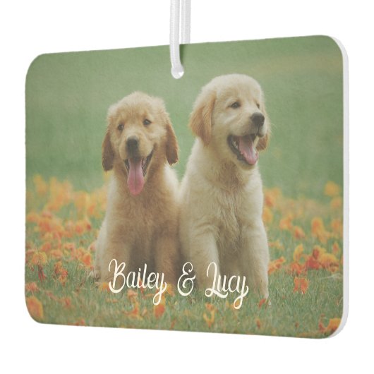 Customizable Pet Photo With Customizable Name Text Autolufterfrischer (Links)